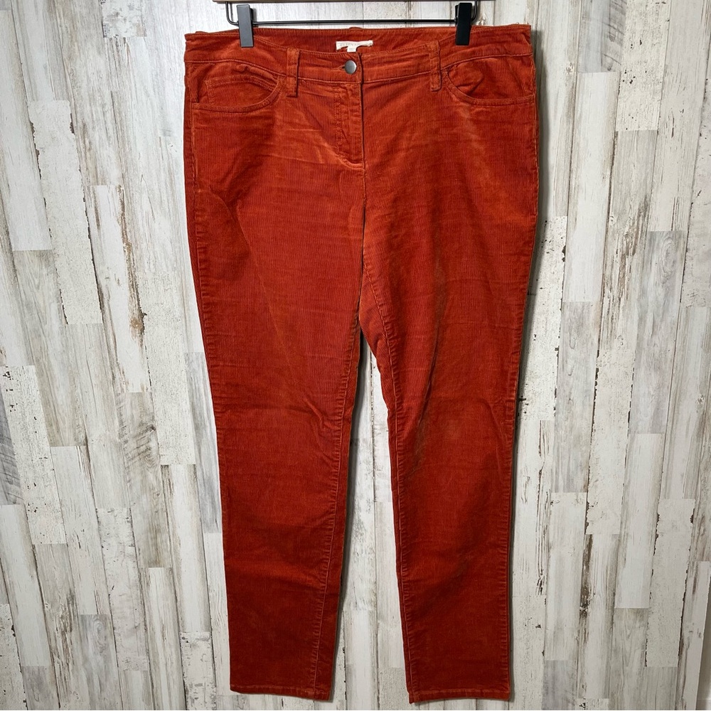 Eileen Fisher‎ Burnt Orange Corduroy Slim Leg Stretch Womens Size 10